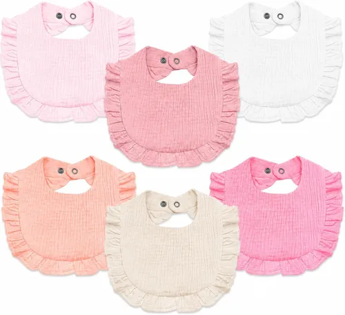 Vista 9 de NISXABEBE Baberos de muselina para bebé, 6 baberos bandana para baba y dentición, algodón suave y absorbente para recién nacido