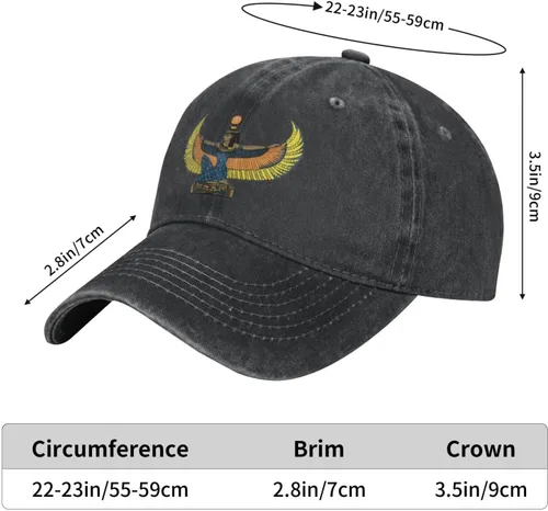 Vista 2 de Gorra de béisbol de algodón con diseño de ángel egipcio, diseño de diosa y ángel, ajustable, estilo unisex, color negro, Negro