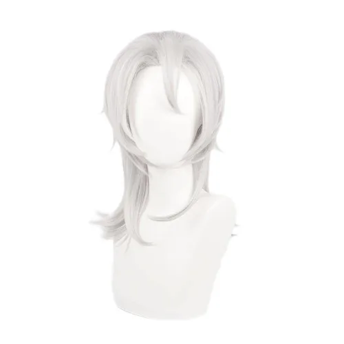 Vista 3 de Mystylecos Anime Uzui Tengen - Peluca de cosplay para Demon Slayer Kimetsu no Yaiba - Pelucas largas de cosplay color blanco plateado
