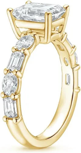 Vista 4 de IGI - Anillo de compromiso de diamantes de talla excelente ovalada blanca de 2.50 quilates con diamantes de laboratorio creados en laboratorio