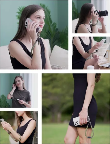 Vista 7 de Correa de Teléfono para Mano y Muñeca, Cordón de Teléfono con Parche ×2, Soporte para Funda de Teléfono Celular, Correa de Muñeca para Llaves, Negro