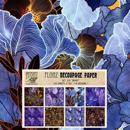 Vista 13 de Decoupage - Paquete de papel (24 hojas de 6 x 6 pulgadas), rosas doradas: delicadas rosas doradas y perlas que adornan un lienzo azul medianoche