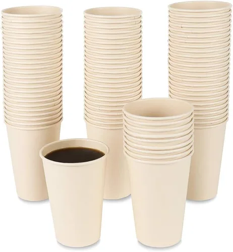 Vista 10 de Tazas de papel de café desechables, bebida caliente marrón de fibra vegetal 160 unidades 8 oz