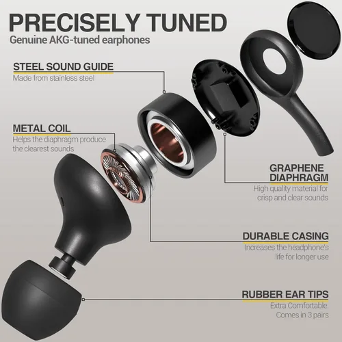 Vista 2 de Auriculares intrauditivos originales Samsung AKG de 0.138 in con control remoto y micrófono para Galaxy A71, A31, Galaxy S10, S10e, Note 10, Note