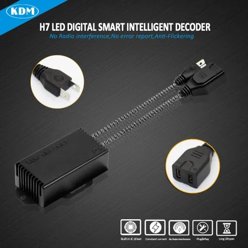 Vista 2 de KDM H7 LED Canbus Decodificador, resistencia de carga antiparpadeo sin errores, adaptador LED de advertencia cancelador de advertencia, paquete de 2