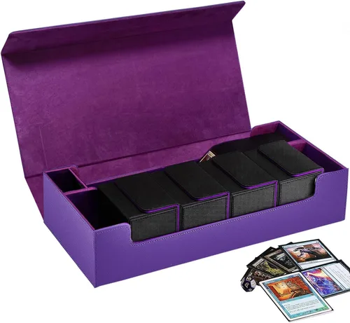 Vista 12 de Estuche de almacenamiento prémium para tarjetas coleccionables TCG, caja con capacidad para más de 800 tarjetas con funda para MTG, YuGiOh, Uno