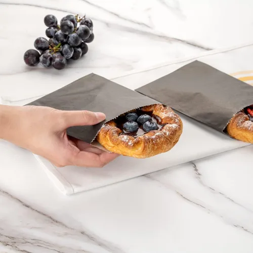 Vista 6 de Restaurantware Bag Tek - Bolsas de sándwich de 7 x 5 pulgadas, 100 bolsas de panadería a prueba de grasa, desechables para microondas, papel negro