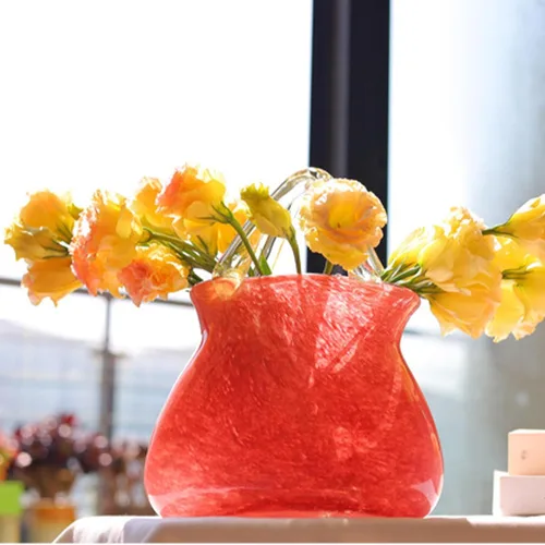 Vista 5 de Jarrón de cristal transparente, único florero para compras, florero con burbujas dentro del florero, florero de bolsa de vidrio para decoración