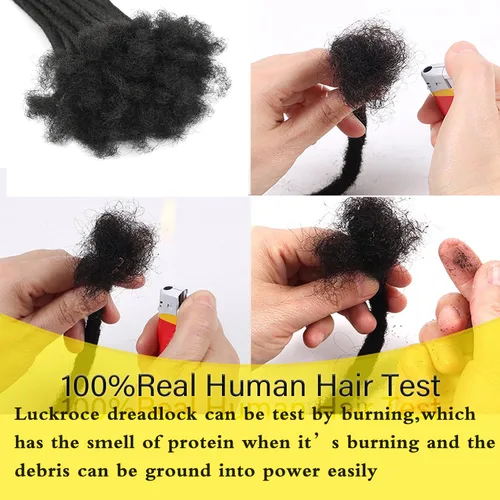 Vista 5 de Extensiones de Cabello Humano Loc Extensiones de Cabello Humano 4 Pulgadas 10 Hebras 0.08 Pulgadas de Ancho Hechas a Mano Extensiones de Rastas 0.1