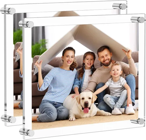 Vista 8 de AITEE Paquete de 2 marcos de fotos acrílicos de 8 x 10 pulgadas, marcos de fotos transparentes para pared, modernos sin marco, cubos cuadrados