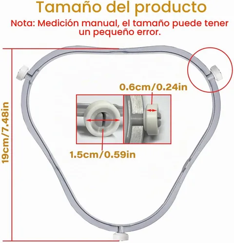Vista 2 de Anillo de soporte de plato giratorio de microondas W11252182 de 7.48 pulgadas para Whirlpool con rodillos, 8206227 para horno de microondas, bandeja