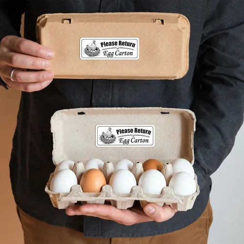 Vista 4 de Etiquetas Adhesivas Personalizables para Cartones de Huevos de Gallina Tamaños de 2"-4" Etiquetas de Empaque Personalizadas para Huevos Frescos