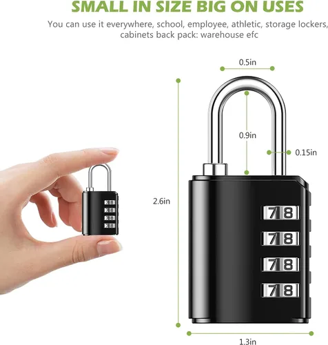 Vista 5 de KeeKit Cerradura de combinación, candado de combinación de 4 dígitos con llaves, cerradura de puerta impermeable reajustable para casillero