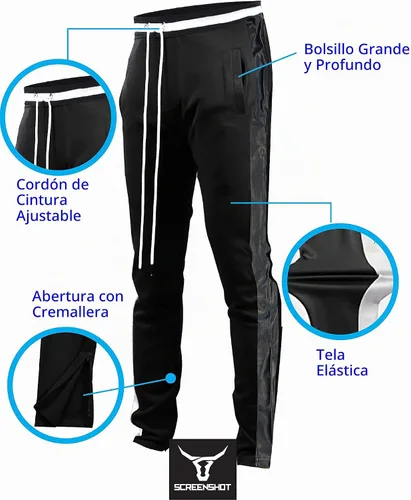 Vista 5 de SCREENSHOT-Track Pants S41700 Mens Premium Slim Athletic Fitness Lifestyle Workout Bottoms - Classic Fit S41700 Bk/Pu