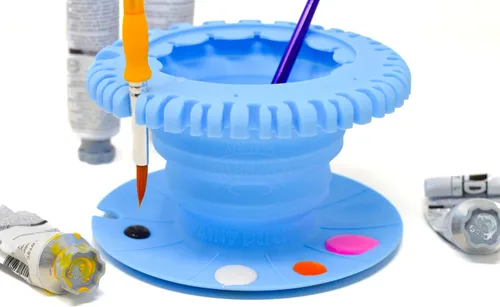 Vista 4 de Paint Puck CollapsiBowl - Limpiador de pinceles de pintura, taza de enjuague (azul) - Taza de agua plegable para pintura y limpiador de pinceles