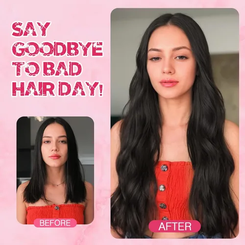 Vista 4 de MY-LADY - Extensiones de cabello humano real, extensiones de cabello humano real, 12 pulgadas, color negro azabache, extensiones de cabello largo