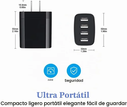 Vista 5 de Bloque de cargador para iPhone, 4.8A, cargador de pared USB, adaptador de corriente, cubo de carga, caja de ladrillo para iPhone 17 16e 16 15 14 13