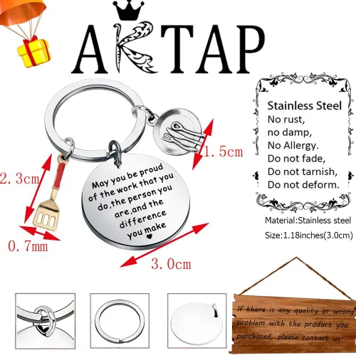 Vista 6 de AKTAP Llavero de chef de joyería de cocina con texto en inglés May You Be Proud of the Work You Do Regalos para cocineros amantes de la cocina