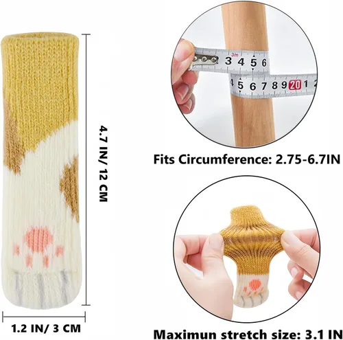 Vista 8 de 16 calcetines de silla de gato para patas de silla, protectores de suelo de patas de gato, calcetines para patas de silla para suelos de madera dura