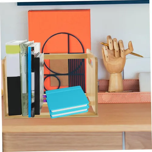 Vista 2 de Estante de almacenamiento de registros, estante para libros, estantería multifunción, estantería de escritorio, organizador de escritorio, estante