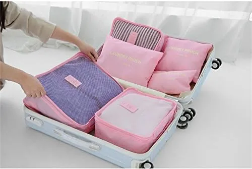Vista 6 de 6 bolsas de almacenamiento de viaje para ropa cajas de embalaje bolsa organizadora de equipaje 6Pink