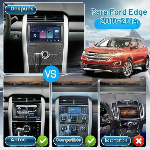 Vista 2 de Kit de actualización de radio de coche para Ford Edge 2010 2011 2012 2013 2014, inalámbrico CarPlay Android Auto, 2 GB+32 GB 8 Core sistema estéreo