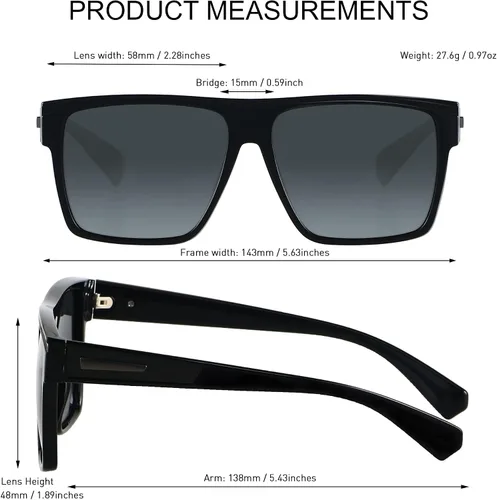 Vista 5 de ANDWOOD Lentes de sol polarizados cuadrados para hombres y mujeres protección UV parte superior plana grandes tonos de moda para conducir