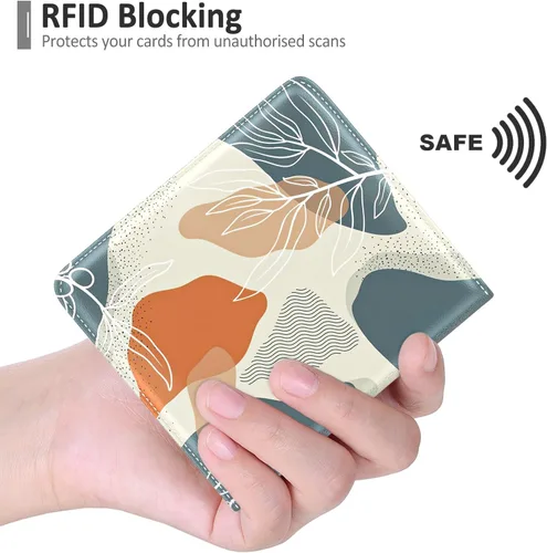 Vista 4 de Nipichsha Cartera para mujer, billetera pequeña y delgada con bloqueo RFID para tarjetas de crédito, cartera de cuero compacta de dos pliegues