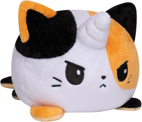 Vista 16 de TeeTurtle - Peluche reversible de gato siamés de 4 pulgadas Gato siamés feliz + enojado
