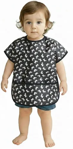Vista 21 de Plie Short Sleeve Waterproof Bib for Toddlers – Easy Clean Feeding Apron for Mealtime, Daycare, Self-Feeding, Lightweight