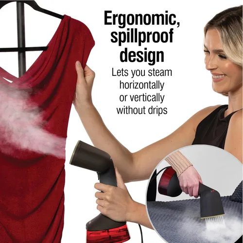Vista 5 de CHI Vaporizador de mano para ropa, cepillo de tela, tanque de agua grande de 10.1 fl oz, 2 modos de vapor, mango ergonómico, vaporizador portátil