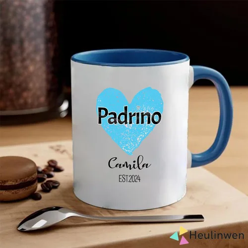 Vista 6 de Juego personalizado de Bautizo Recuerdos Juego De 2 Tazas 2024, Padrinos De Bautizo Propuesta Set 2 Tazas Café 11Oz, Para Niño, Niña, Propuesta