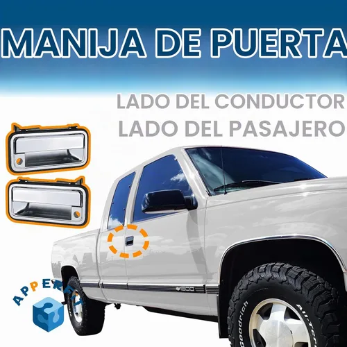 Vista 4 de APPERFiT Manija de Puerta Externa Completamente Metálica (Cromada) Compatible con 1995-2000 Chevrolet Chevy Tahoe Suburban C1500 C2500 C3500 K1500