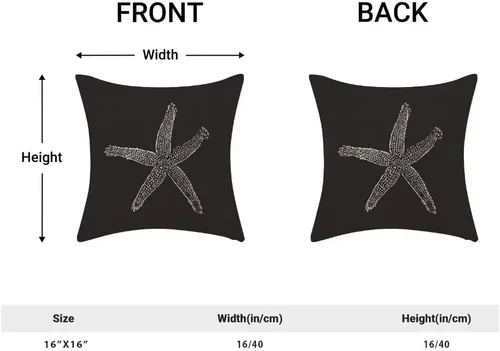Vista 2 de AEIOAE Juego de 2 fundas de almohada costeras de 16 x 16 pulgadas, fundas de cojines decorativos náuticos de playa con estrellas de mar negras
