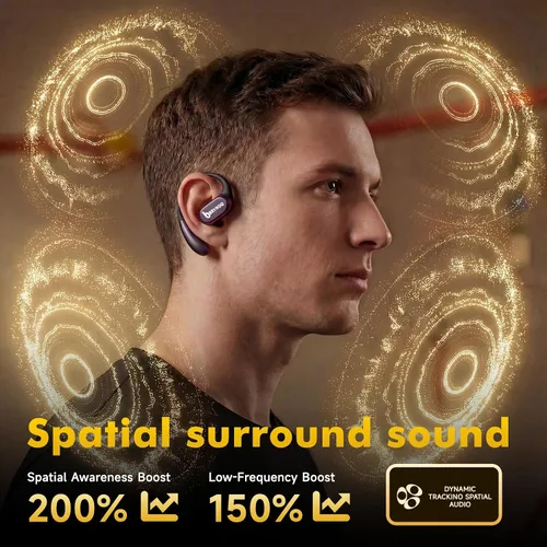 Vista 8 de BRYNDO - Auriculares inalámbricos Bluetooth 5.4 con conversación clara, elegante funda giratoria con cordón, carga tipo C, ajuste cómodo, T-10 Gris