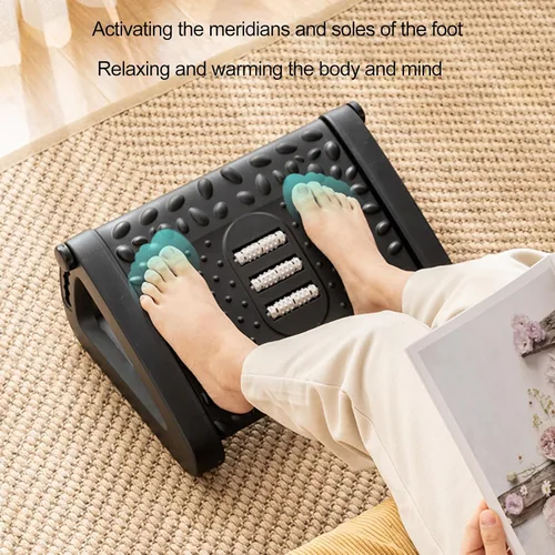 Vista 5 de Reposapiés, reposapiés para debajo del escritorio, taburete ergonómico de lactancia con ruedas, alivia la presión para relajación de pies y masaje