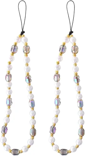 Vista 15 de Beaded Phone Charm Cute Fixed Beads Pearl Wristlet Chain Camera Wrist Strap CarKey Lanyard