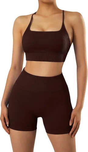 Vista 2 de RXRXCOCO Sujetadores deportivos con espalda cruzada para mujer, con relleno extraíble, paquete de 2 brasieres de entrenamiento sexy con tirantes