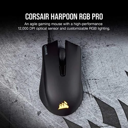 Vista 2 de Corsair Harpoon PRO RGB - Mouse para juegos ligero con cable FPS/MOBA - 12,000 DPI - 6 botones programables - Compatible con iCUE - PC, Mac, PS5