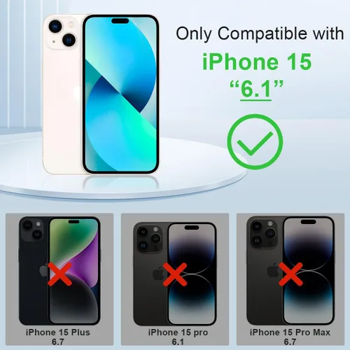 Vista 2 de KEZiHOME Funda para iPhone 15, de piel auténtica, bloqueo RFID, carcasa interior de TPU, cierre magnético, ranura para tarjetas, a prueba de golpes