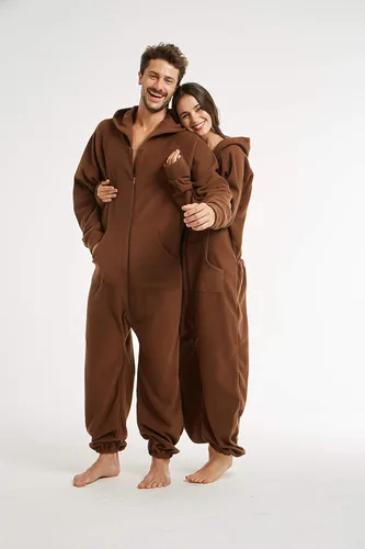 Vista 5 de XMASCOMING Pijama enterizo de una pieza para mujer y hombre con capucha y forro polar