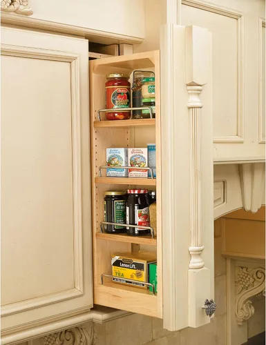 Vista 8 de Rev-A-Shelf Organizador de pared extraíble para armario de cocina, organizador de despensa deslizante con cierre suave en varios tamaños, madera