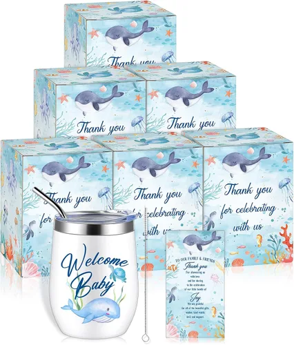 Vista 18 de Hoolerry Juego de 6 tazas para baby shower, vaso de acero inoxidable de 12