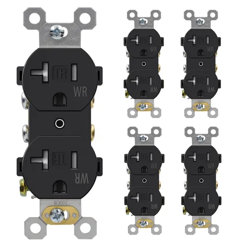 Vista 7 de ELEGRP Receptáculo dúplex con placa de pared, toma de pared eléctrica estándar de 20 A 125 V, resistente a manipulaciones TR y resistente a