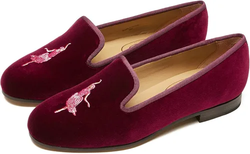 Vista 2 de Journey West Mocasines planos de terciopelo para mujer con bordado para fumar