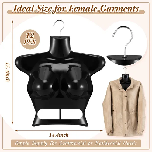 Vista 2 de Suzile 12 piezas de maniquí colgante para mujer, colgador de maniquí femenino para mujer, forma de vestido de torso de plástico, espalda hueca