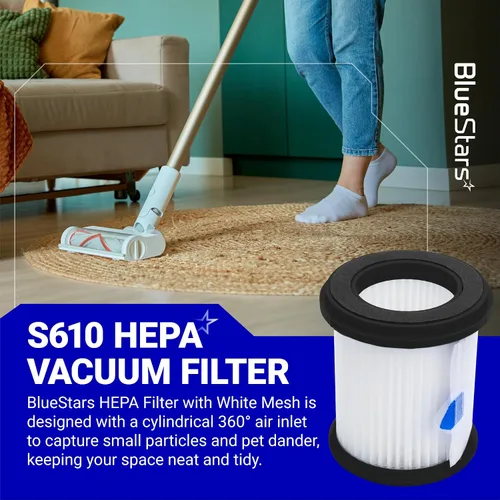 Vista 3 de BlueStars Filtro HEPA con malla blanca para aspiradoras inalámbricas INSE N5S N5T S6T S6P Pro S610/TMA T120 T121 T151 T150 T220 T220 T210 T181 T180