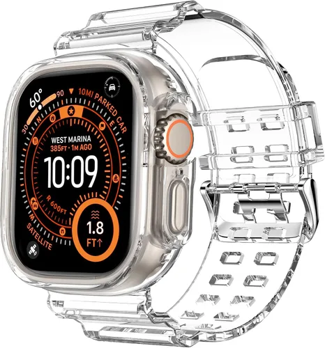 Vista 66 de DABAOZA - Correa transparente compatible con Apple Watch de 1.772 in y 1.732 in, con purpurina transparente Women Men,Glitter Bling TPU