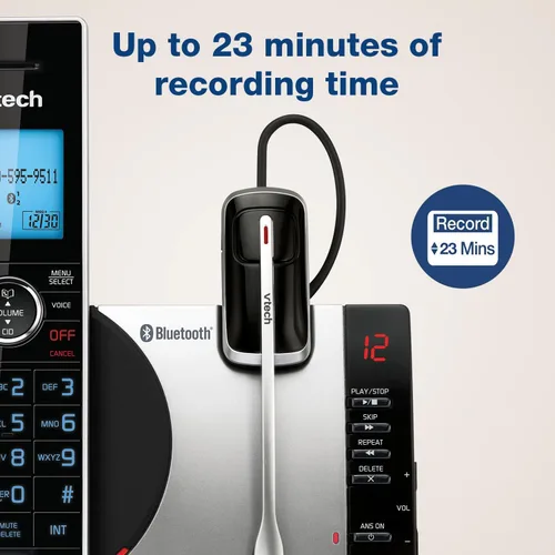 Vista 6 de VTech DS6771-3 DECT 6.0, teléfono inalámbrico desplegable con conexión a Cell, Siri y Google Now Access, plateado/negro, 2 teléfonos inalámbricos