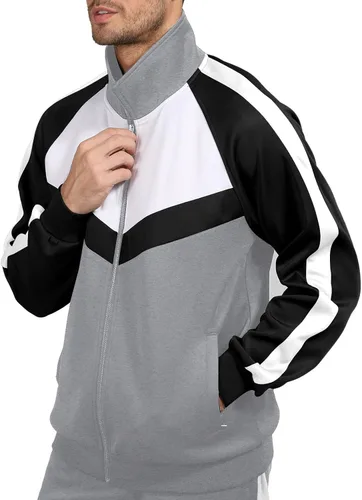 Vista 4 de Men's Tracksuits Set 2 Piece Athletic Full Zip Track Suits Workout Jogging Sweatsuit Sets for Men